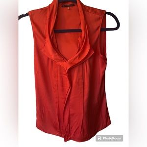 Ellie Tahari orange sleeveless silk blouse, XS.
